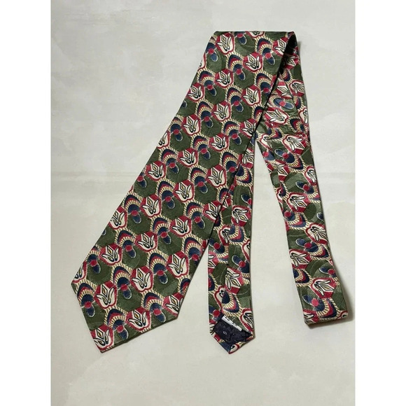 Emilio Pucci Mens Silk Tie Necktie Made in USA Flower Pattern Multi - Picture 1 of 5